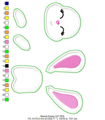Easter Bunny for Basket - ITH Project - Machine Embroidery Design