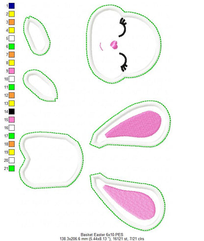 Easter Bunny for Basket - ITH Project - Machine Embroidery Design