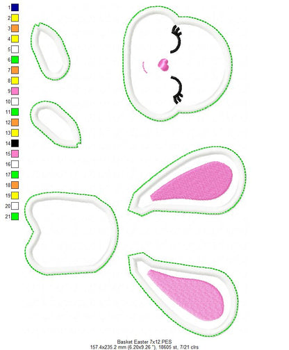 Easter Bunny for Basket - ITH Project - Machine Embroidery Design