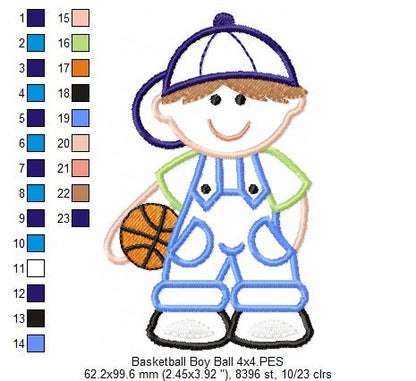 Boy with Basketball - Applique