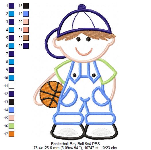 Boy with Basketball - Applique