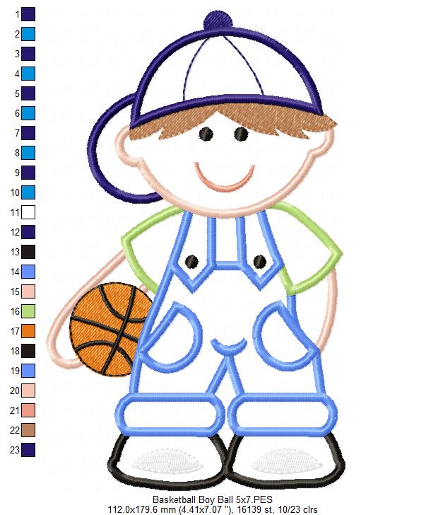 Boy with Basketball - Applique