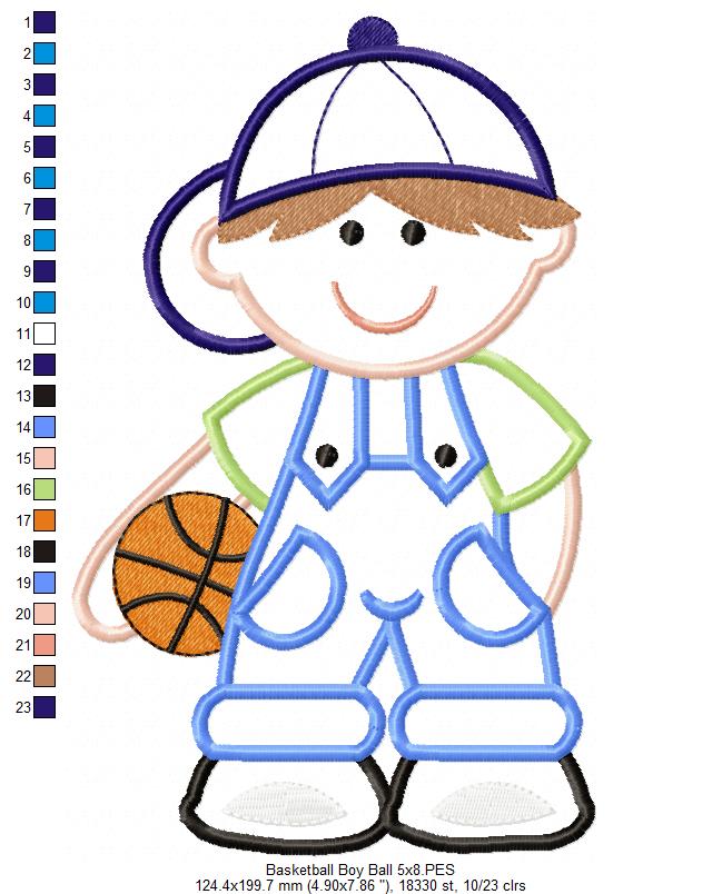 Boy with Basketball - Applique