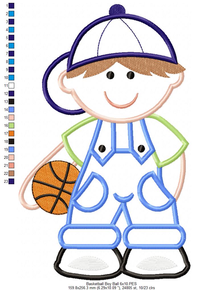 Boy with Basketball - Applique