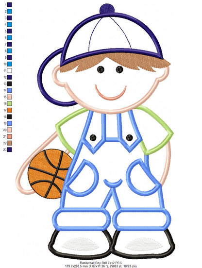 Boy with Basketball - Applique