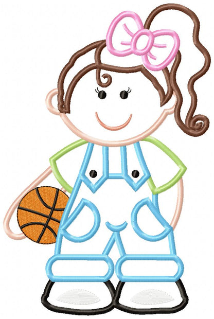 Girl with Basketball - Applique