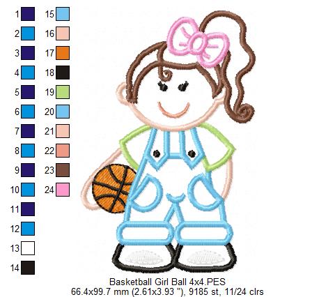 Girl with Basketball - Applique