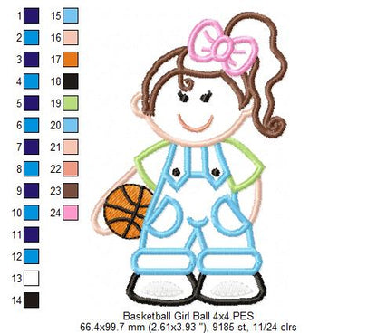 Girl with Basketball - Applique
