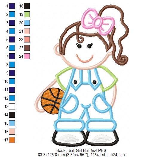 Girl with Basketball - Applique