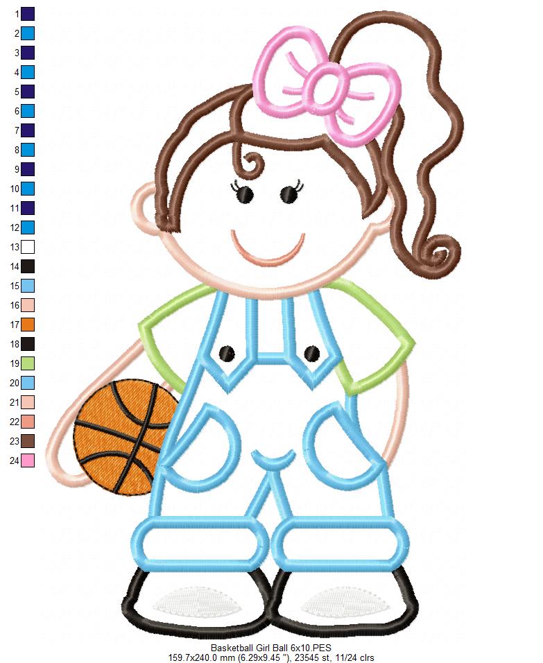 Girl with Basketball - Applique
