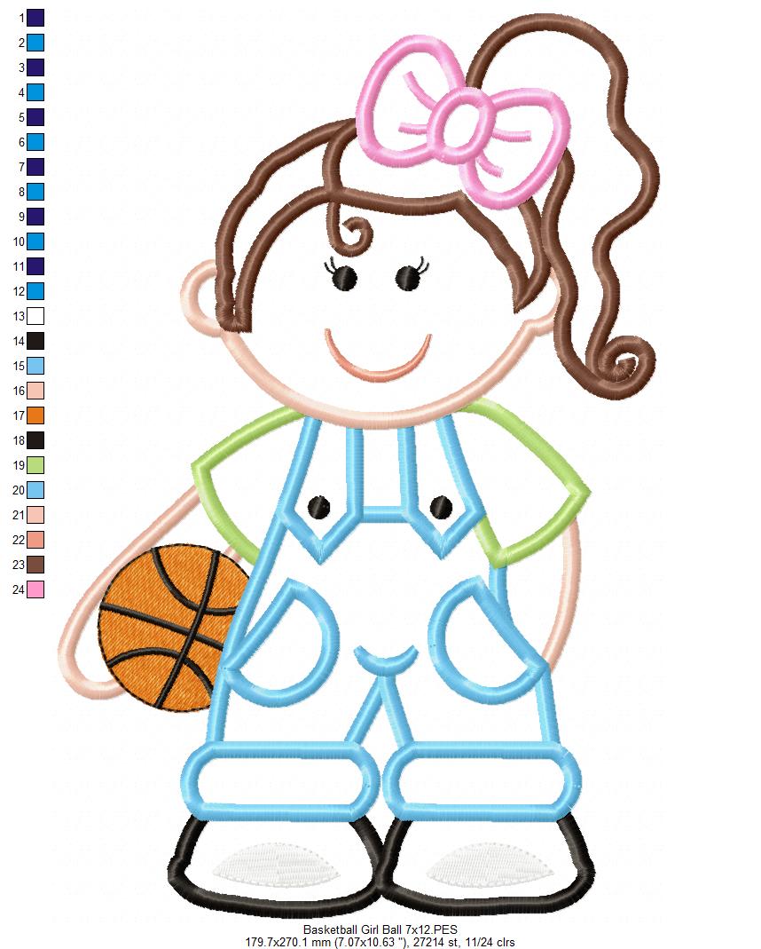 Girl with Basketball - Applique