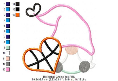Love Basketball Gnome - Applique