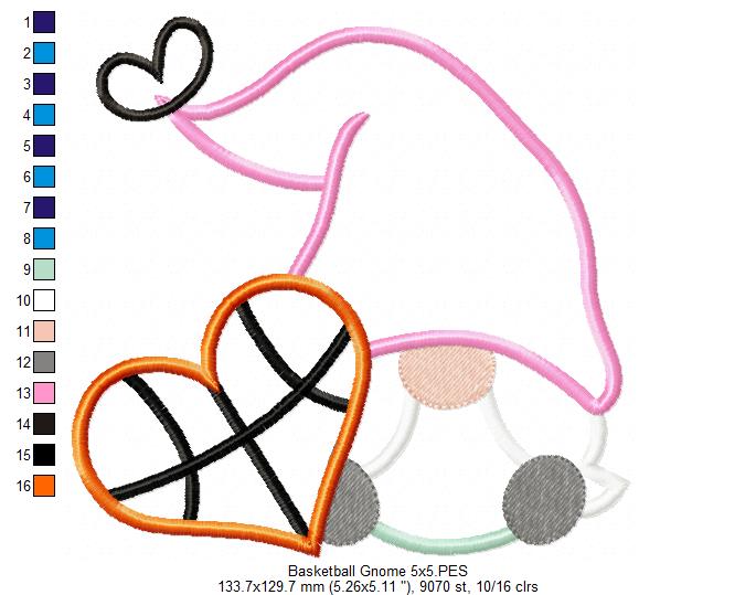 Love Basketball Gnome - Applique