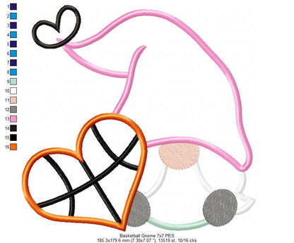 Love Basketball Gnome - Applique
