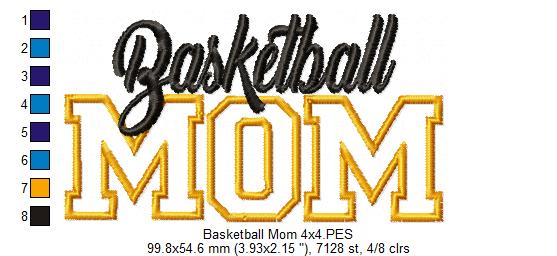 Basketball Mom – Appliqué – Machine Embroidery Design