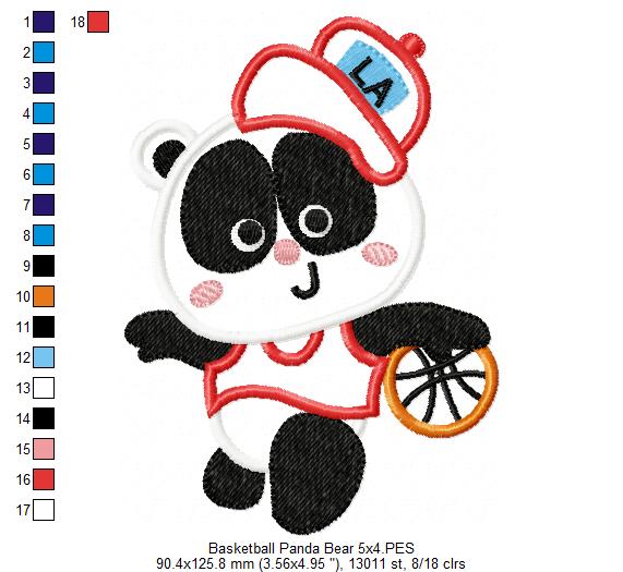 Basketball Panda Bear - Appliqué - Machine Embroidery Design