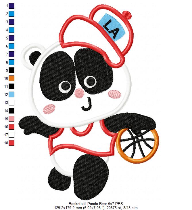 Basketball Panda Bear - Appliqué - Machine Embroidery Design