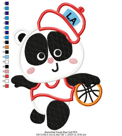 Basketball Panda Bear - Appliqué - Machine Embroidery Design