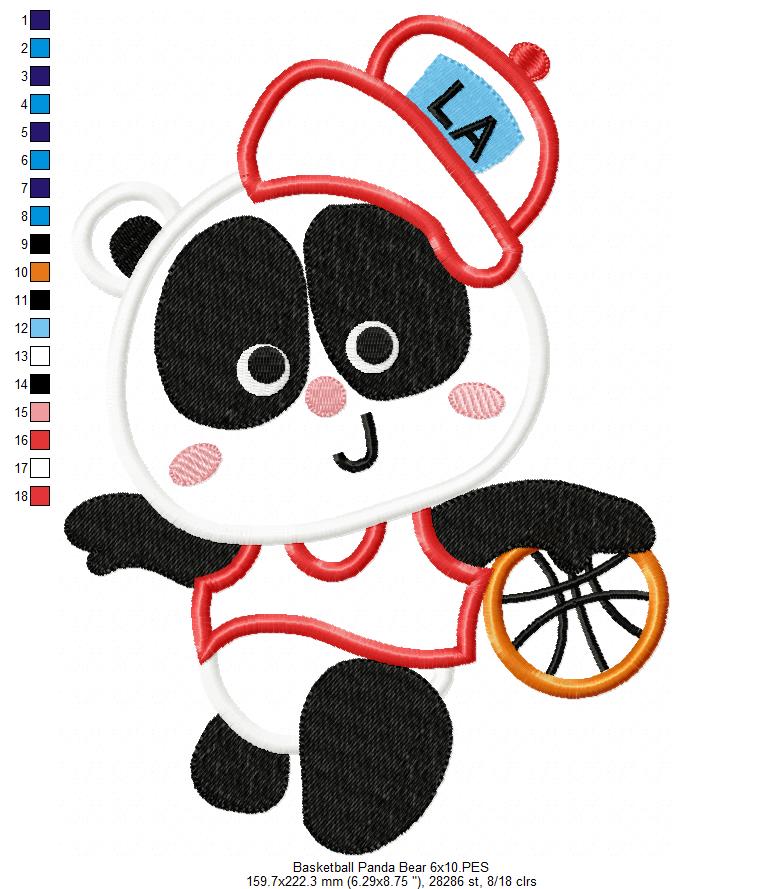 Basketball Panda Bear - Appliqué - Machine Embroidery Design