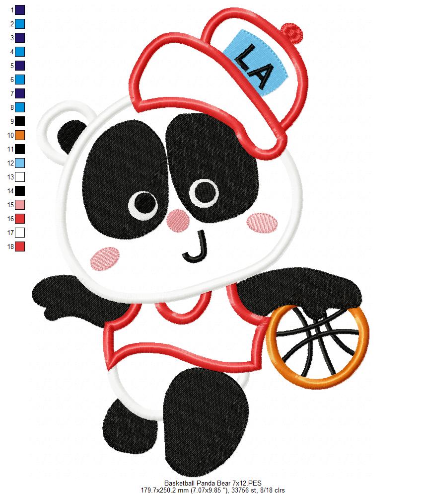 Basketball Panda Bear - Appliqué - Machine Embroidery Design