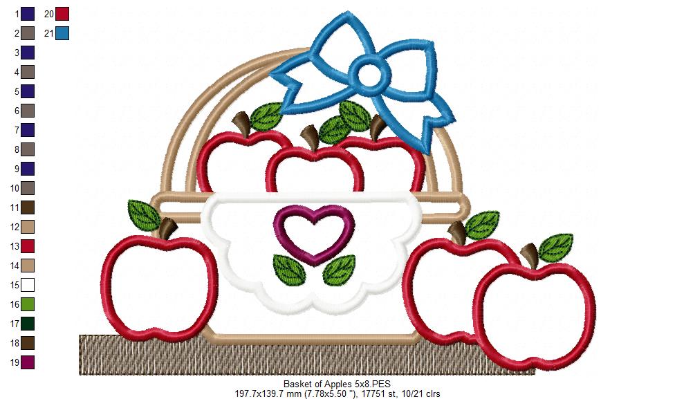 Basket of Apples - Applique