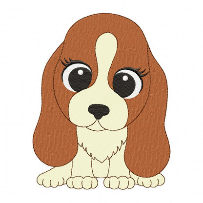 Dog Girl Puppy - Fill Stitch - Machine Embroidery Design