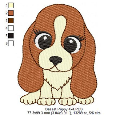 Dog Girl Puppy - Fill Stitch - Machine Embroidery Design