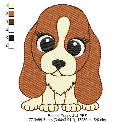 Dog Girl Puppy - Fill Stitch - Machine Embroidery Design