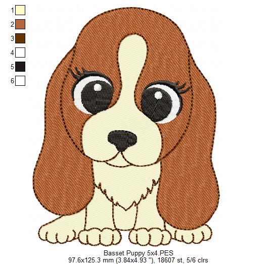 Dog Girl Puppy - Fill Stitch - Machine Embroidery Design