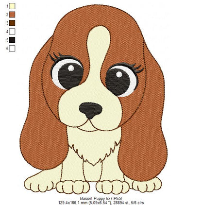 Dog Girl Puppy - Fill Stitch - Machine Embroidery Design