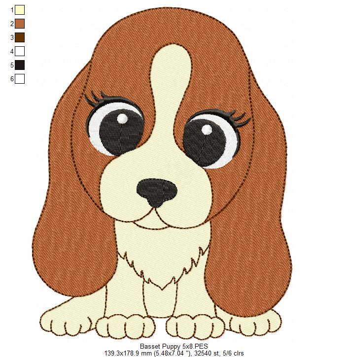 Dog Girl Puppy - Fill Stitch - Machine Embroidery Design