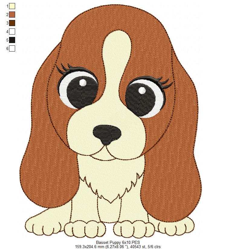 Dog Girl Puppy - Fill Stitch - Machine Embroidery Design