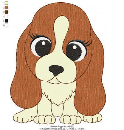 Dog Girl Puppy - Fill Stitch - Machine Embroidery Design