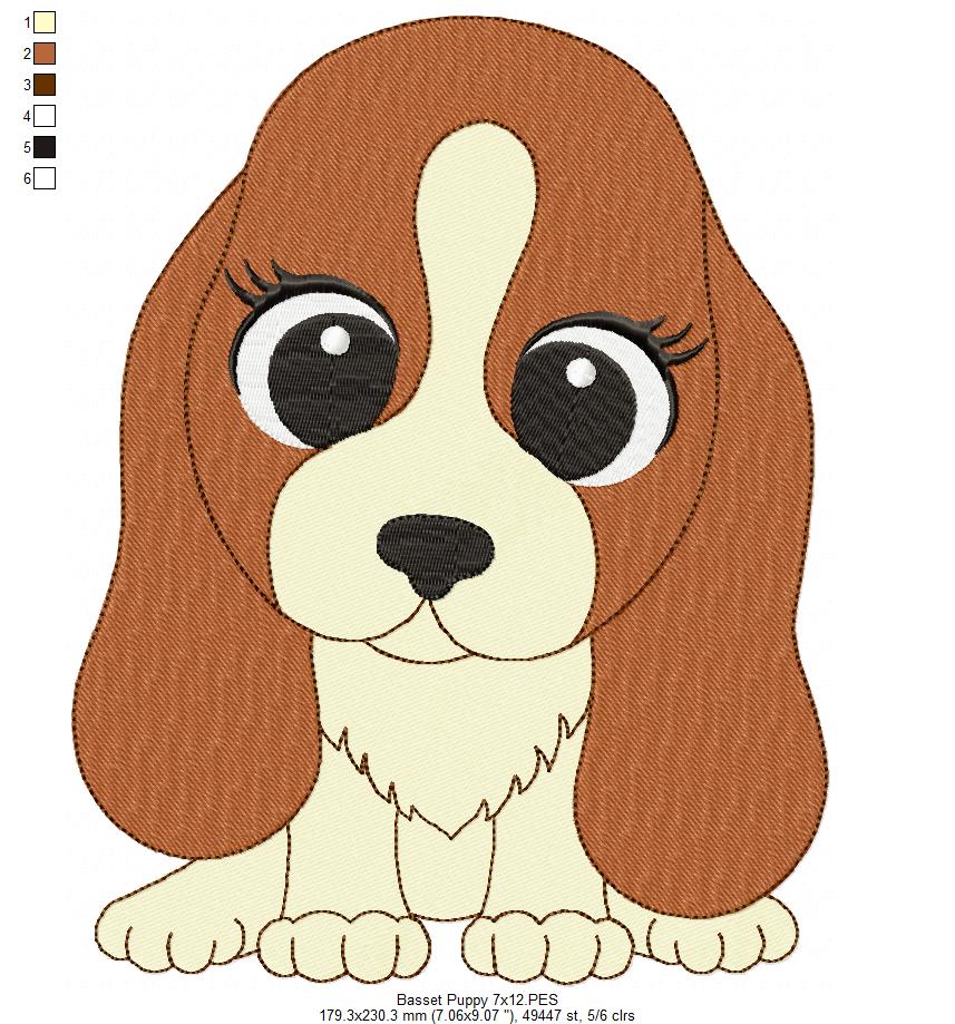 Dog Girl Puppy - Fill Stitch - Machine Embroidery Design