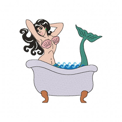 Vintage Bath Mermaid - Fill Stitch