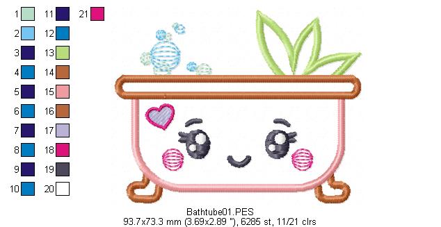 Cute Bathtube - Applique