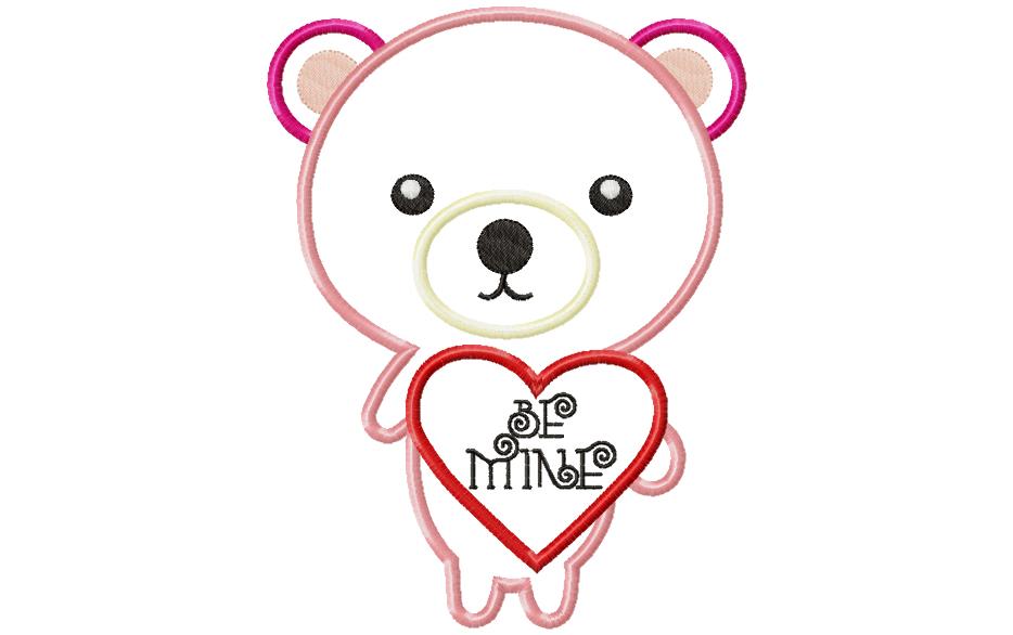 Be Mine Teddy Bear - Appliqué – Machine Embroidery Design