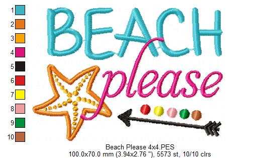 Beach Please - Fill Stitch Embroidery