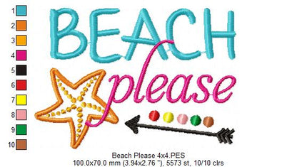 Beach Please - Fill Stitch Embroidery