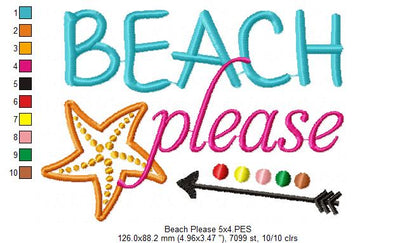 Beach Please - Fill Stitch Embroidery