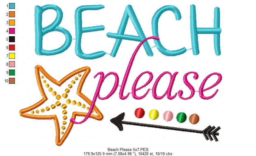 Beach Please - Fill Stitch Embroidery
