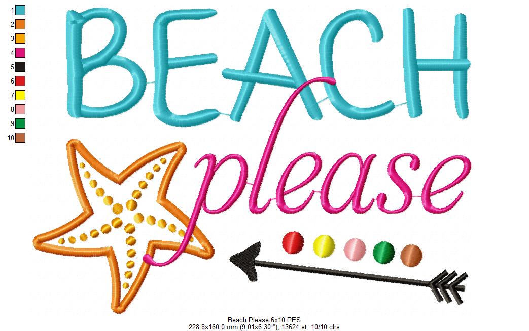 Beach Please - Fill Stitch Embroidery