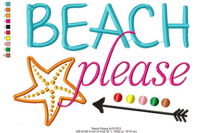 Beach Please - Fill Stitch Embroidery