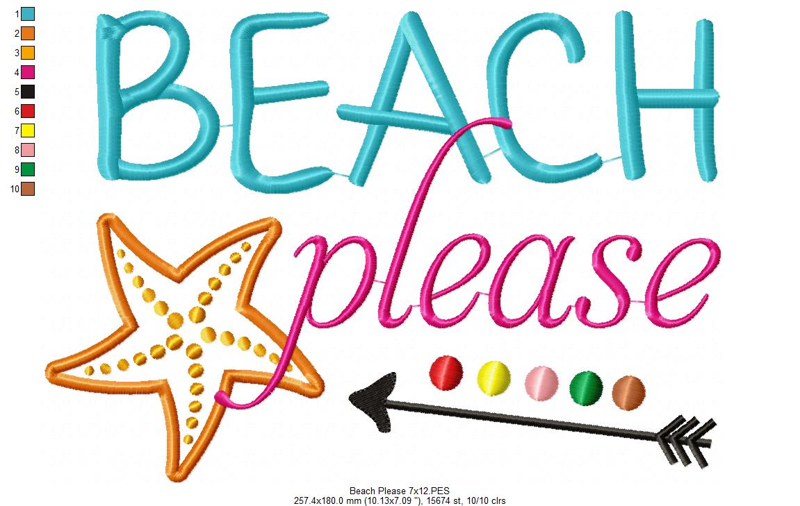 Beach Please - Fill Stitch Embroidery