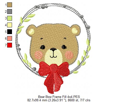 Teddy Bear Bow and Frame - Fill & Rippled Stitch - Set of 2 designs