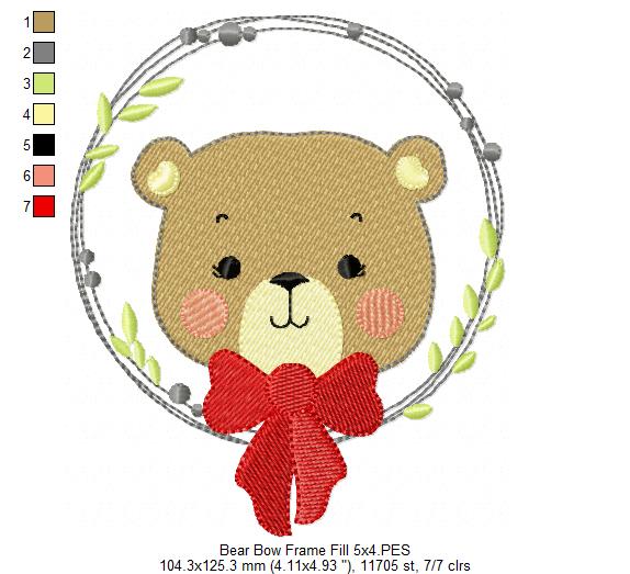 Teddy Bear Bow and Frame - Fill & Rippled Stitch - Set of 2 designs