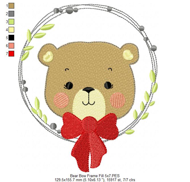 Teddy Bear Bow and Frame - Fill Stitch