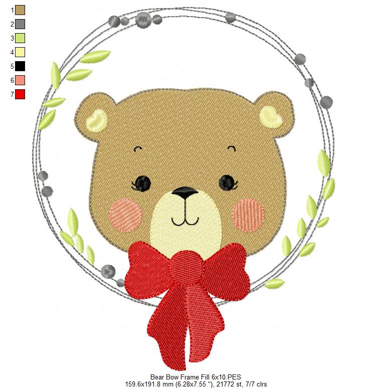 Teddy Bear Bow and Frame - Fill Stitch