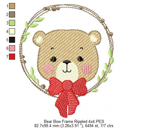 Teddy Bear Bow and Frame - Fill & Rippled Stitch - Set of 2 designs