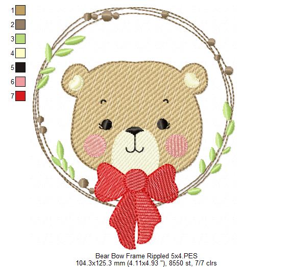 Teddy Bear Bow and Frame - Rippled Stitch